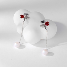 Show details for Distinctive Red Swarovski Element Dangle Earrings with Low MOQ