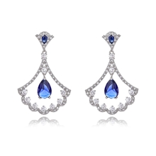 Show details for Great Value Blue Platinum Plated Dangle Earrings with Full Guarantee