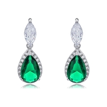 Show details for New Season Green Cubic Zirconia Dangle Earrings with SGS/ISO Certification