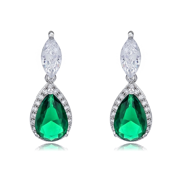 Picture of New Season Green Cubic Zirconia Dangle Earrings with SGS/ISO Certification