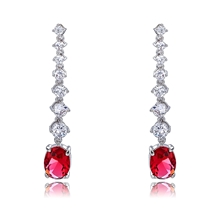 Show details for Charming Red Platinum Plated Dangle Earrings As a Gift