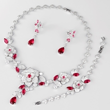 Show details for Unusual Big Platinum Plated 3 Piece Jewelry Set