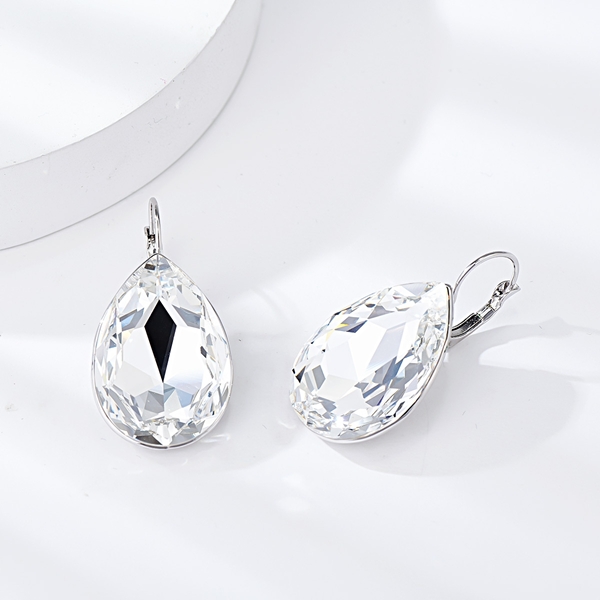 Picture of Most Popular Swarovski Element Platinum Plated Small Hoop Earrings