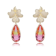 Picture of Cheap Gold Plated Cubic Zirconia Dangle Earrings From Reliable Factory
