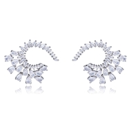 Picture of Designer Platinum Plated Cubic Zirconia Dangle Earrings with No-Risk Return