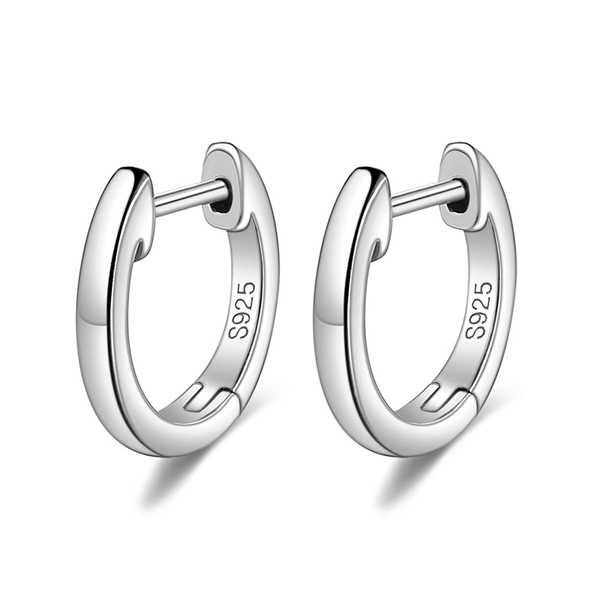 Picture of Need-Now Platinum Plated 925 Sterling Silver Huggie Earrings from Editor Picks