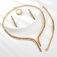 Picture of Copper or Brass Luxury 4 Piece Jewelry Set with Low MOQ