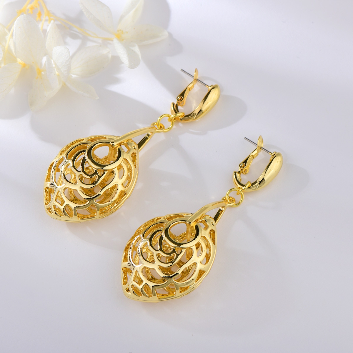 Designer Gold Plated Dubai Dangle Earrings with No-Risk Return