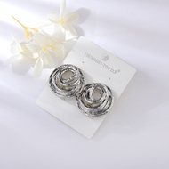 Picture of Dubai Platinum Plated Big Stud Earrings with Worldwide Shipping
