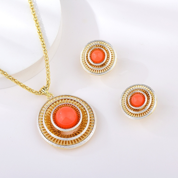 Picture of Sparkling Medium Orange 2 Piece Jewelry Set