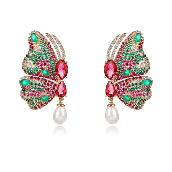 Picture of Impressive Colorful Gold Plated Dangle Earrings with Low MOQ