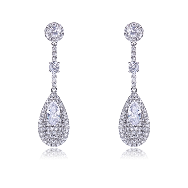 Picture of Fast Selling White Platinum Plated Dangle Earrings from Editor Picks