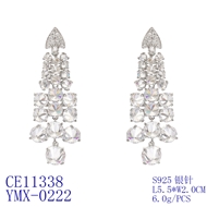 Picture of New Season White Platinum Plated Dangle Earrings with SGS/ISO Certification