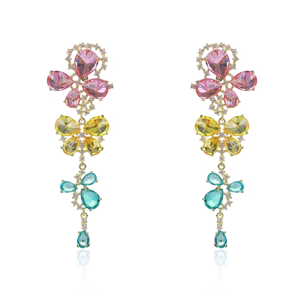Picture of Featured Colorful Gold Plated Dangle Earrings with Full Guarantee