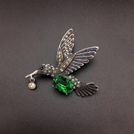 Show details for Famous Swarovski Element Green Brooche