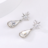 Show details for Fancy Medium Platinum Plated Dangle Earrings