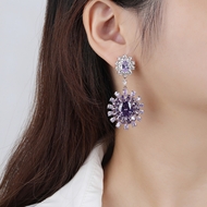 Picture of Big Cubic Zirconia Dangle Earrings with Speedy Delivery