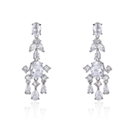 Picture of Cheap Platinum Plated White Dangle Earrings Direct from Factory