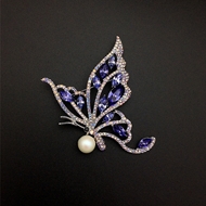 Show details for Bulk Platinum Plated Purple Brooche in Bulk