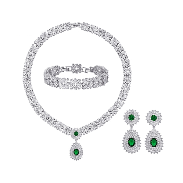 Picture of Luxury Green 3 Piece Jewelry Set with Speedy Delivery
