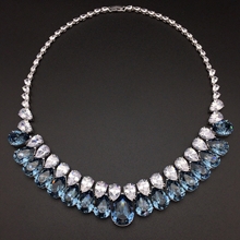 Show details for Zinc Alloy Blue Short Chain Necklace Factory Direct