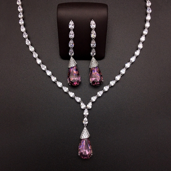 Picture of Nickel Free Platinum Plated Swarovski Element 2 Piece Jewelry Set from Certified Factory