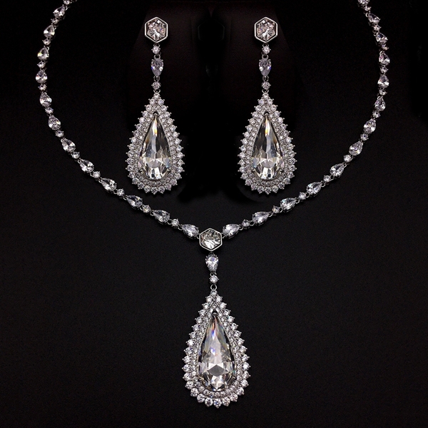 Picture of Affordable Platinum Plated White 2 Piece Jewelry Set From Reliable Factory