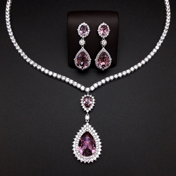Picture of Inexpensive Platinum Plated Swarovski Element 2 Piece Jewelry Set from Reliable Manufacturer