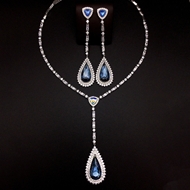 Show details for Hot Selling Blue Platinum Plated 2 Piece Jewelry Set from Top Designer