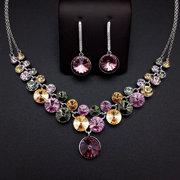 Picture of Low Cost Platinum Plated Colorful 2 Piece Jewelry Set with Low Cost