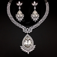 Show details for Platinum Plated Big 2 Piece Jewelry Set at Super Low Price