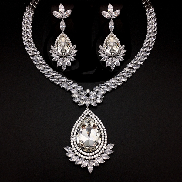 Picture of Platinum Plated Big 2 Piece Jewelry Set at Super Low Price