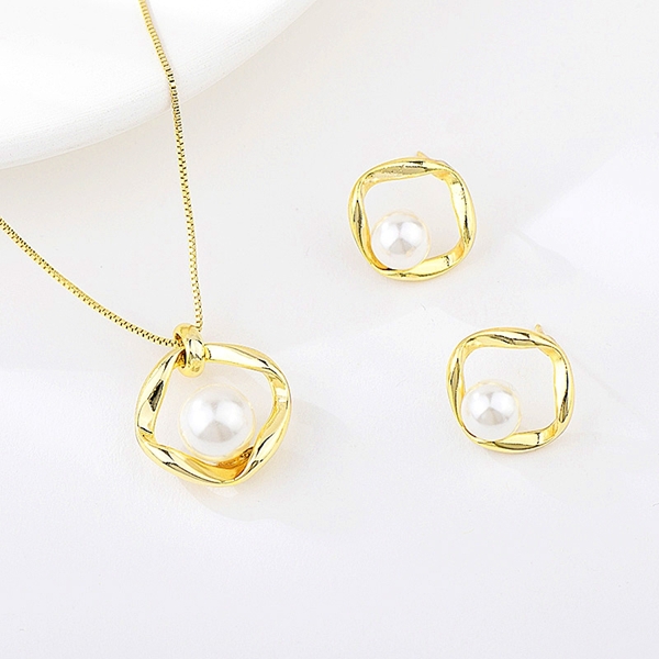 Picture of New Artificial Pearl Zinc Alloy 2 Piece Jewelry Set