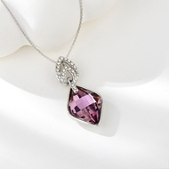 Show details for Cheap Platinum Plated Purple Pendant Necklace From Reliable Factory