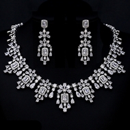 Show details for New Season White Platinum Plated 2 Piece Jewelry Set with SGS/ISO Certification