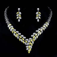 Show details for Trendy Platinum Plated Cubic Zirconia 2 Piece Jewelry Set with Low MOQ