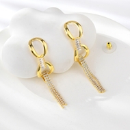 Show details for Affordable Gold Plated White Dangle Earrings with No-Risk Refund