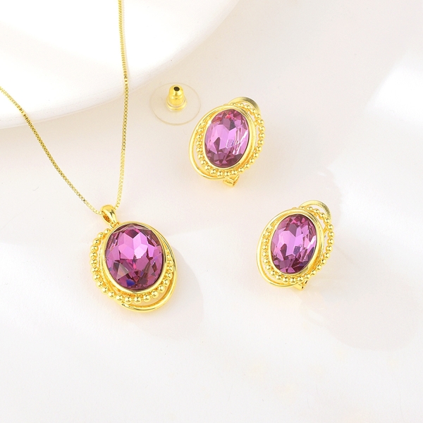 Picture of Great Value Purple Gold Plated 2 Piece Jewelry Set with Member Discount