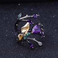 Picture of Funky Big Nature Amethyst Fashion Ring