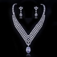 Show details for Fashion Cubic Zirconia Copper or Brass 2 Piece Jewelry Set