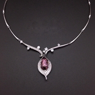 Show details for Platinum Plated Purple Pendant Necklace from Certified Factory