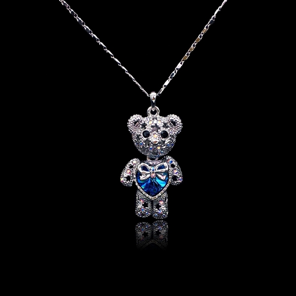Picture of Buy Platinum Plated Blue Pendant Necklace with Wow Elements