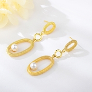 Show details for Classic Artificial Pearl Dangle Earrings Online Only