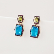 Picture of Buy Gold Plated Blue Dangle Earrings with Wow Elements