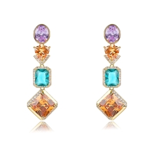 Show details for Trendy Colorful Gold Plated Dangle Earrings with No-Risk Refund