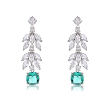 Show details for Recommended Green Platinum Plated Dangle Earrings in Bulk