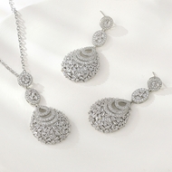 Show details for Sparkling Medium Platinum Plated 2 Piece Jewelry Set