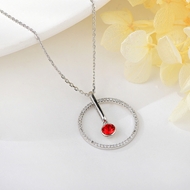 Show details for Famous Swarovski Element Red Pendant Necklace