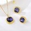 Show details for Bulk Gold Plated Purple 3 Piece Jewelry Set with No-Risk Return