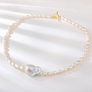 Show details for Copper or Brass White Short Statement Necklace from Certified Factory